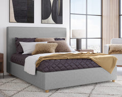 Olivia Pewter King Upholstered Platform Bed - Ornate Home