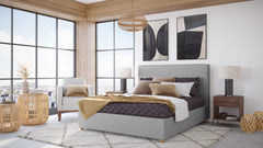 Olivia Pewter Queen Upholstered Platform Bed - Ornate Home