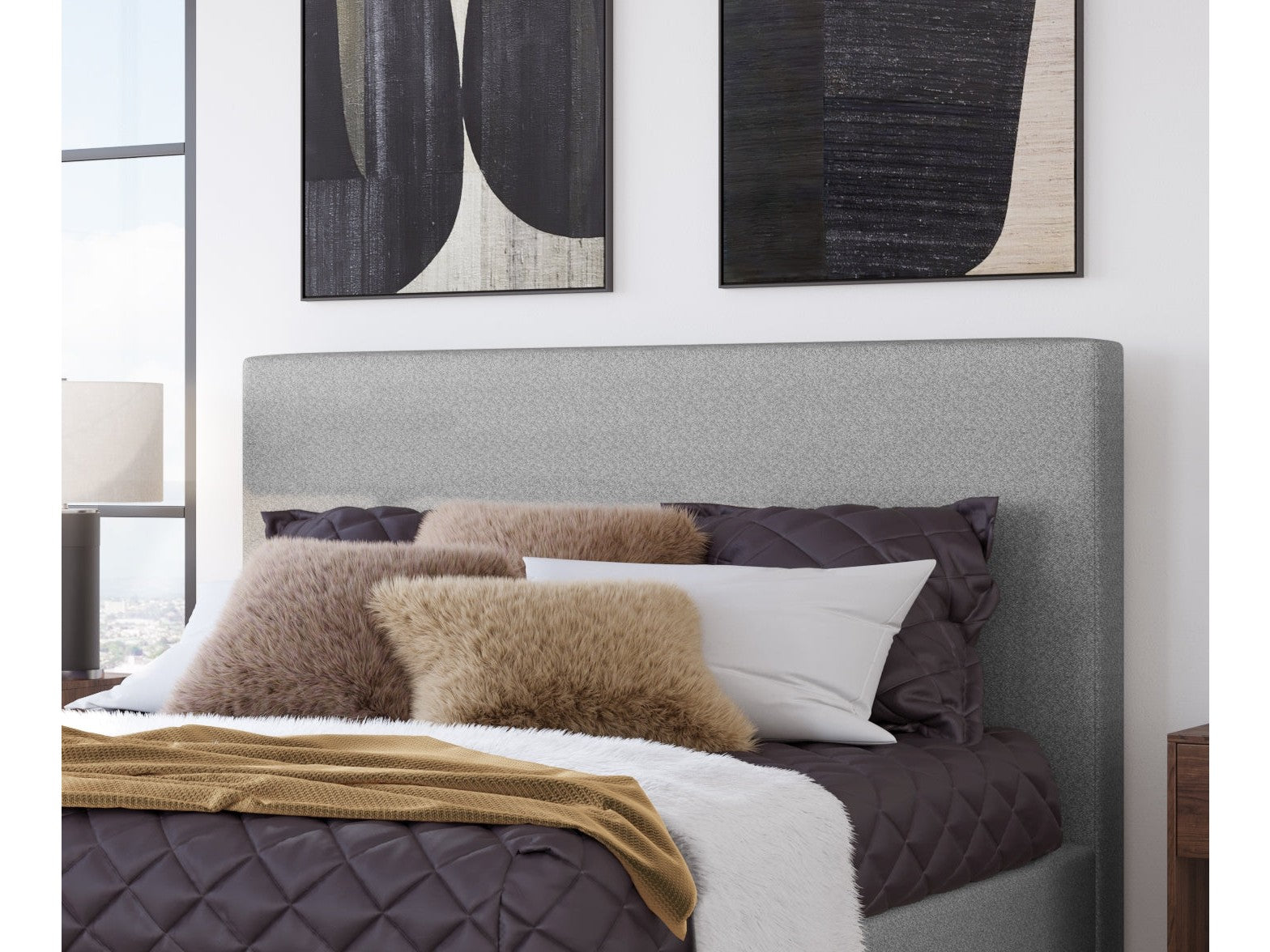 Olivia Upholstered Headboard in Pewter (81"W) - Ornate Home