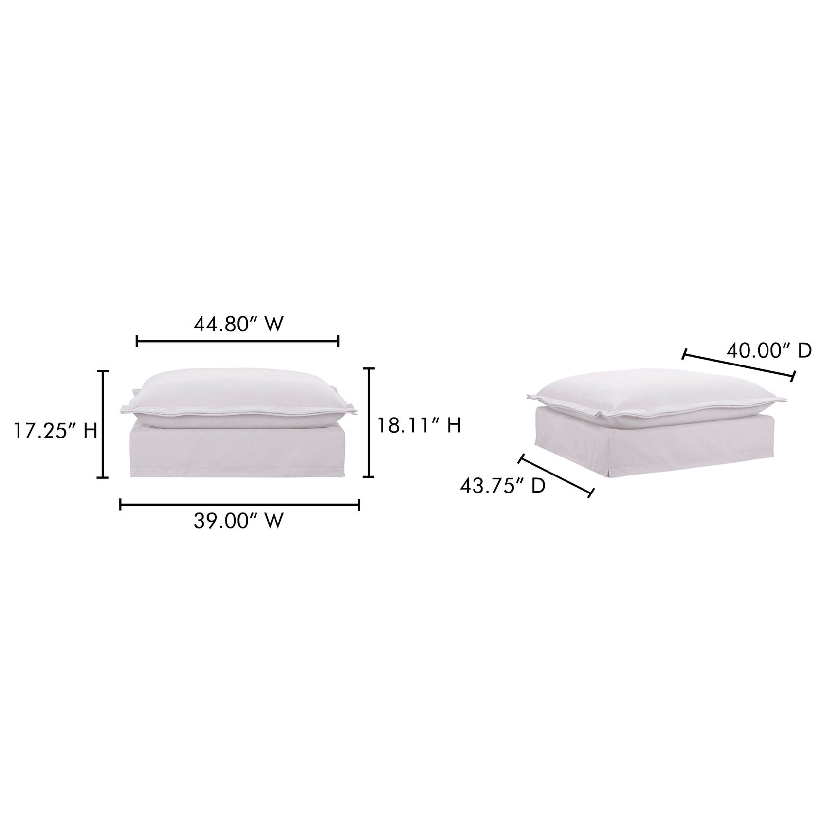 Olivia White Ottoman - Ornate Home