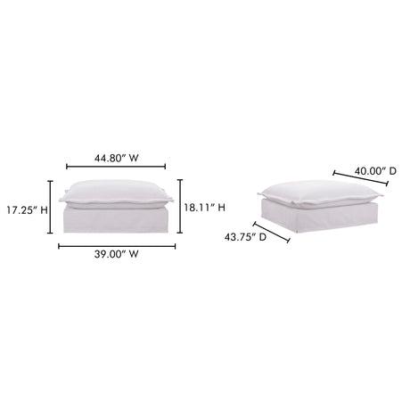 Olivia White Ottoman - Ornate Home