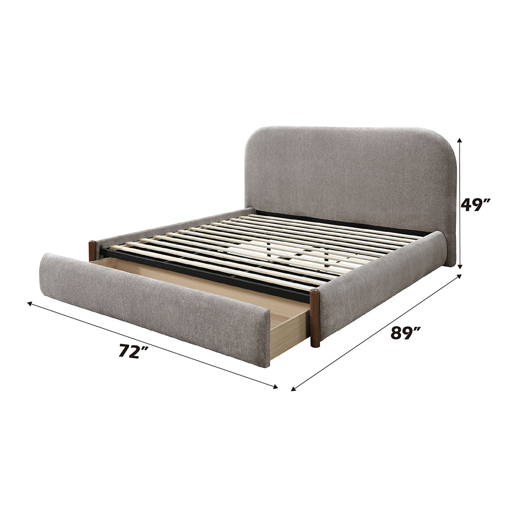 Ollya Gray Queen Bed w/Storage - Ornate Home