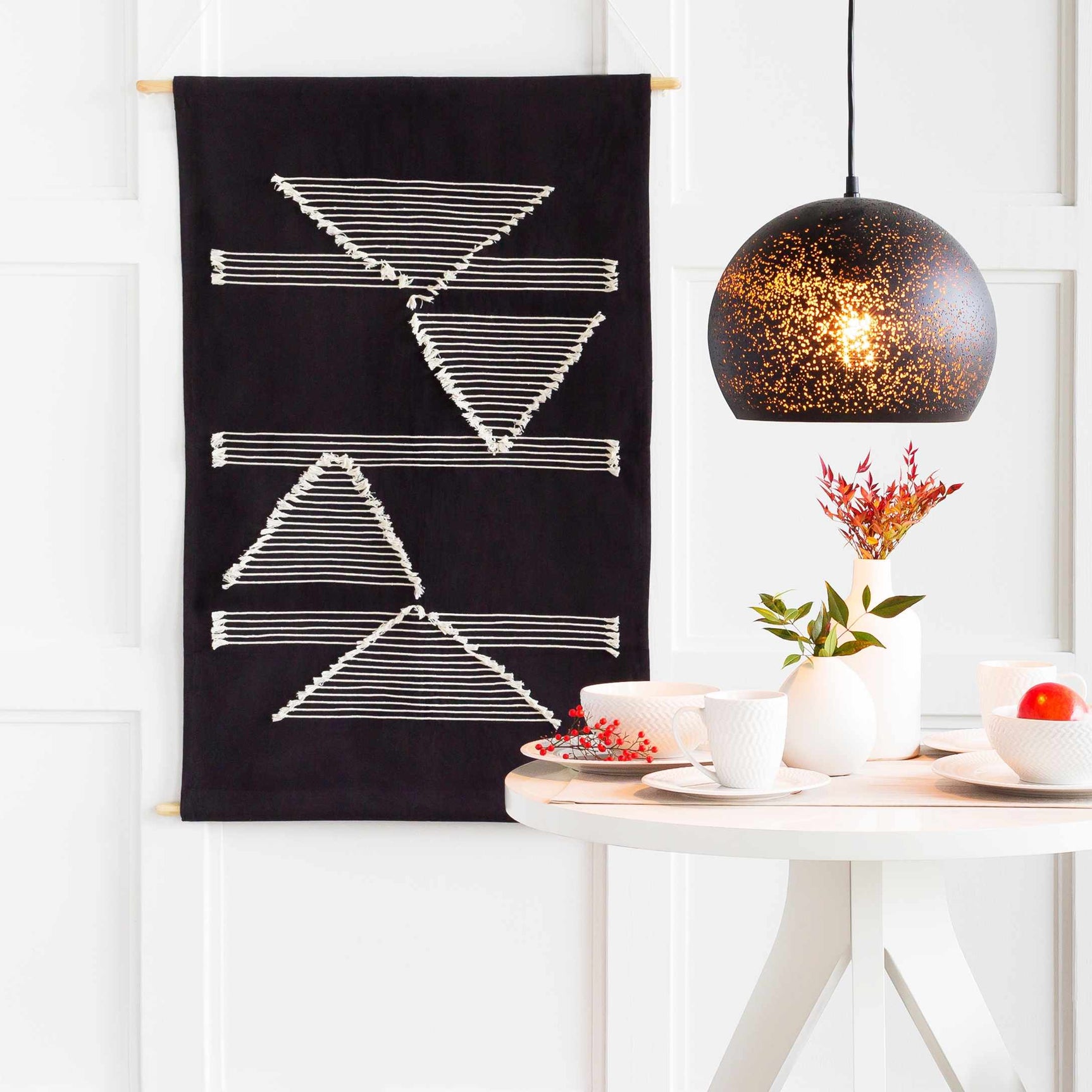 Olmitz Black-Beige Modern Geometric Wall Hanging - Ornate Home