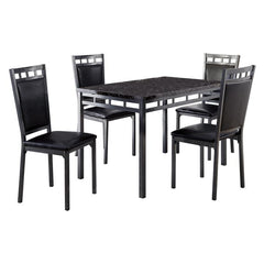 Olney Brown 5-Piece Pack Dinette Set Faux Marble Top - Ornate Home