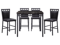 Olney Black/Dark Brown/Faux Marble 5-Piece Pack Counter Height Set - Ornate Home