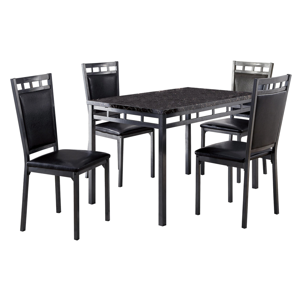 Olney Brown Faux Marble Top 5-Piece Pack Dinette Set - Ornate Home