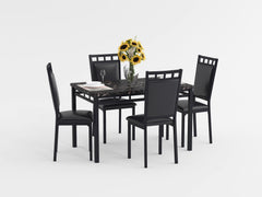 Olney Brown Faux Marble Top 5-Piece Pack Dinette Set - Ornate Home