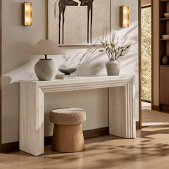 Olney Ivory Travertine 63 Inch Fluted Console Table