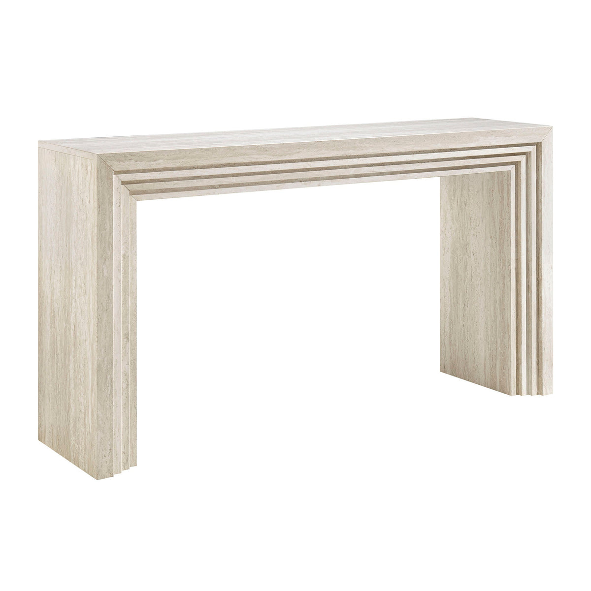 Olney Ivory Travertine 63 Inch Fluted Console Table