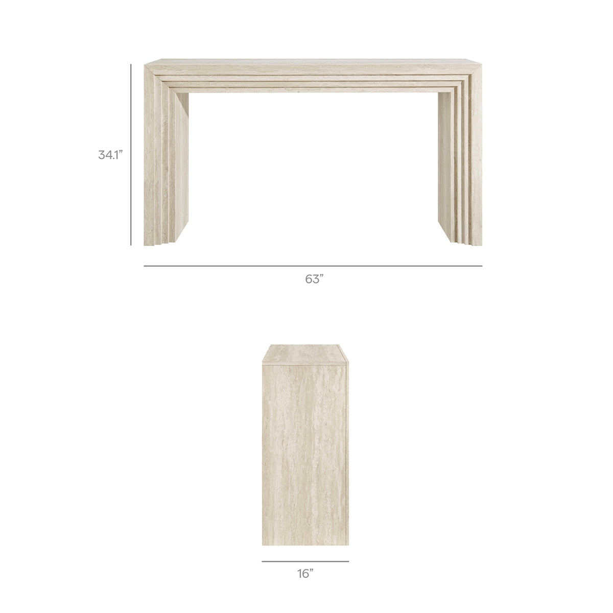Olney Ivory Travertine 63 Inch Fluted Console Table