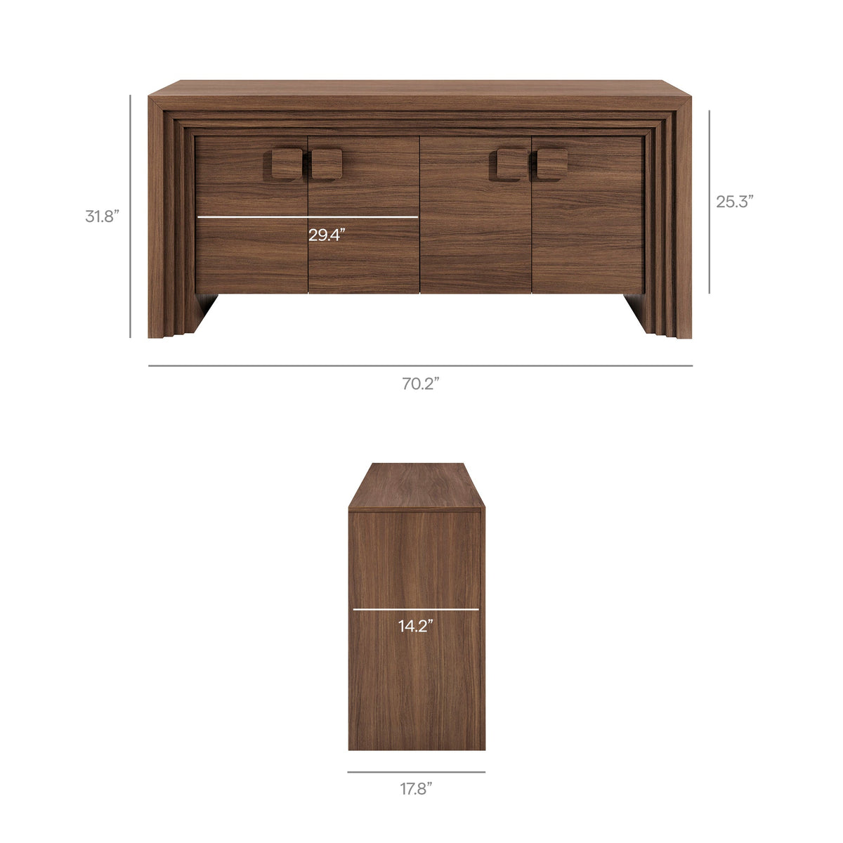 Olney Walnut 4-Door Fluted Sideboard