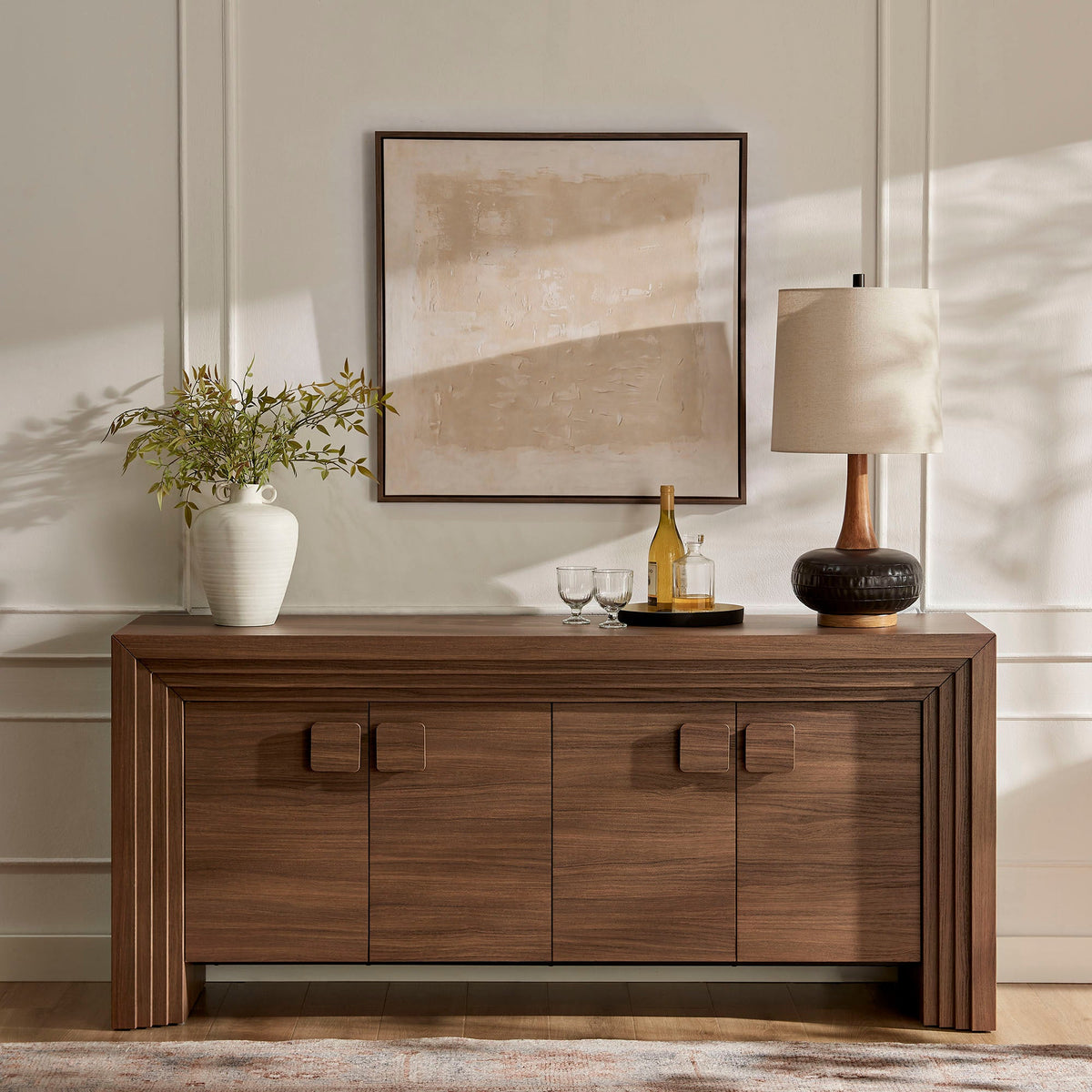 Olney Walnut 4-Door Fluted Sideboard