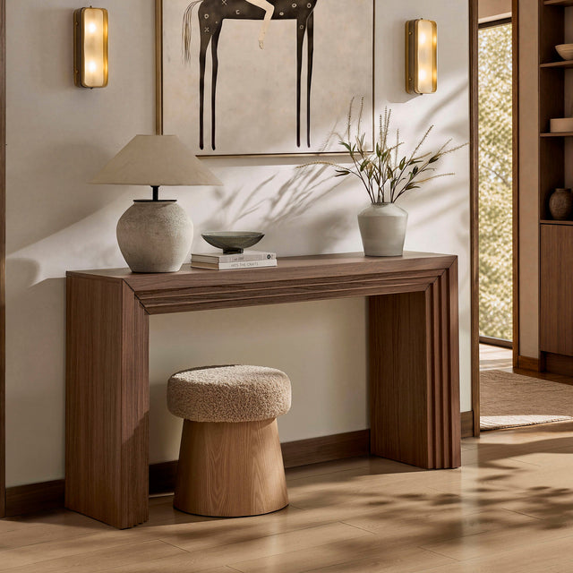 Olney Walnut 63 Inch Fluted Console Table