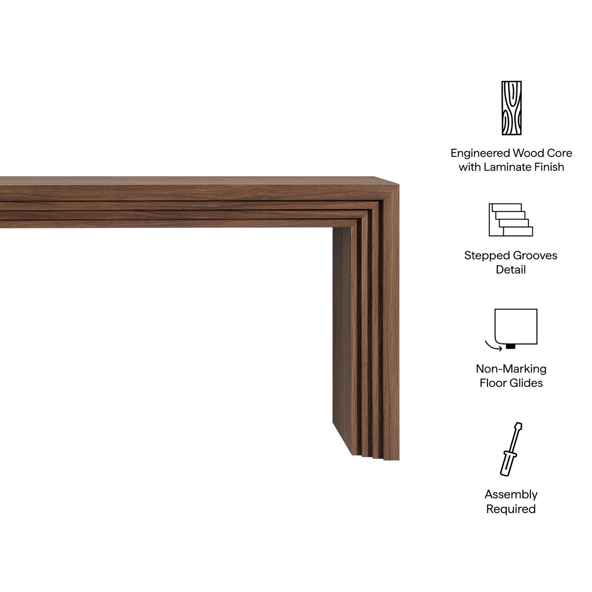Olney Walnut 63 Inch Fluted Console Table