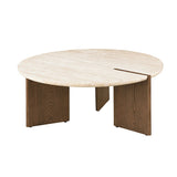 Olney Yellow Travertine/Brown Oak Coffee Table - Ornate Home