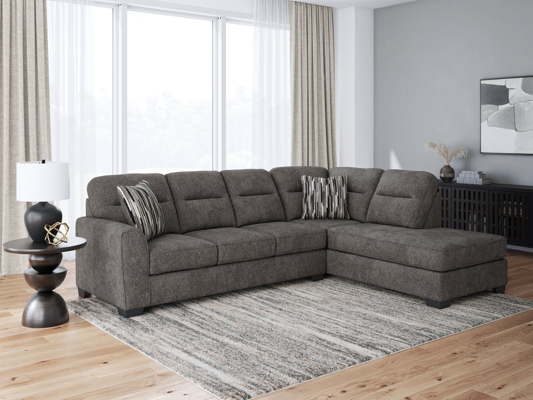 Olten Graphite 2-Piece Sectional with Chaise (Online Special Price) - Ornate Home