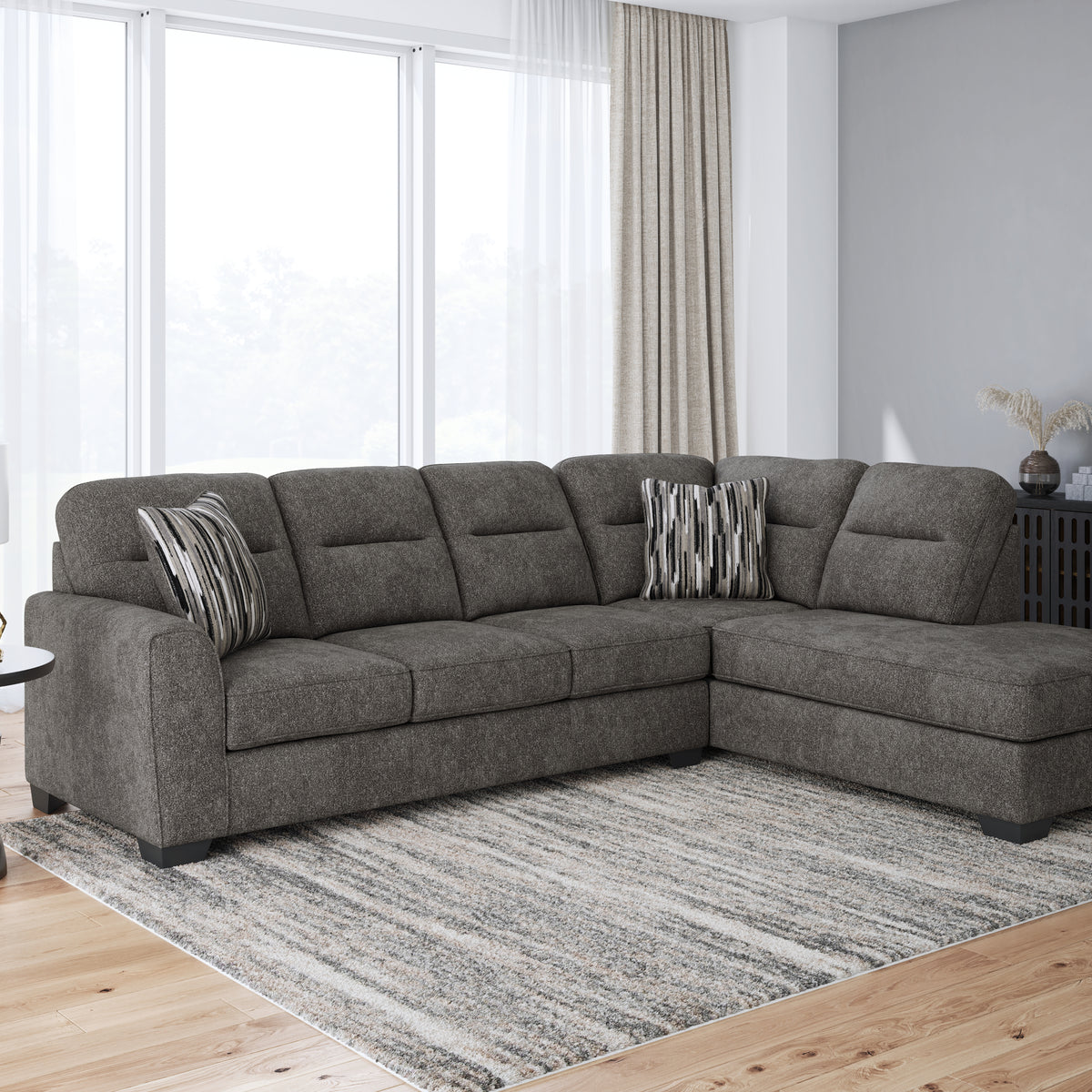 Ashley Furniture Olten Graphite 2-Piece Sectional with Chaise | Ornate Home