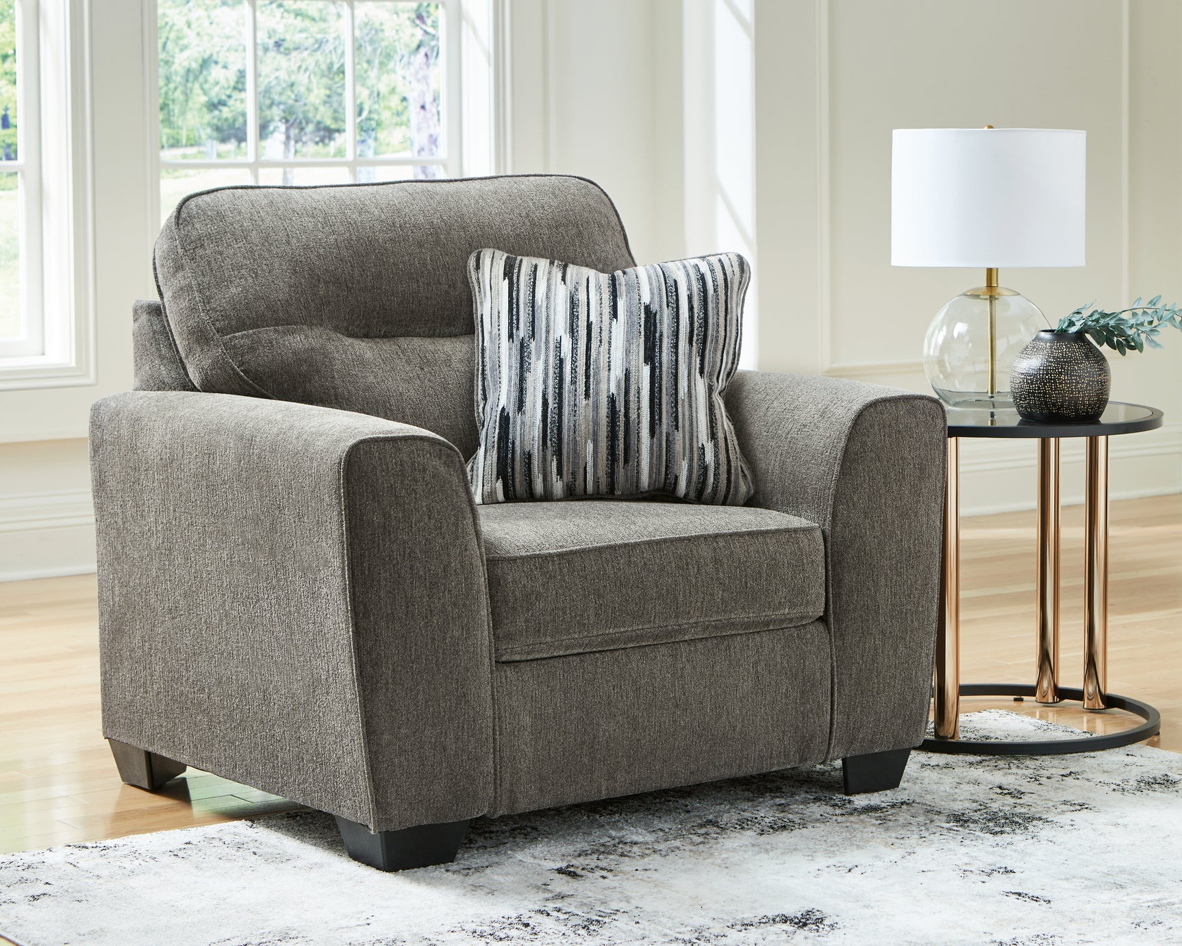 Olten Graphite Oversized Chair and Accent Ottoman - Ornate Home