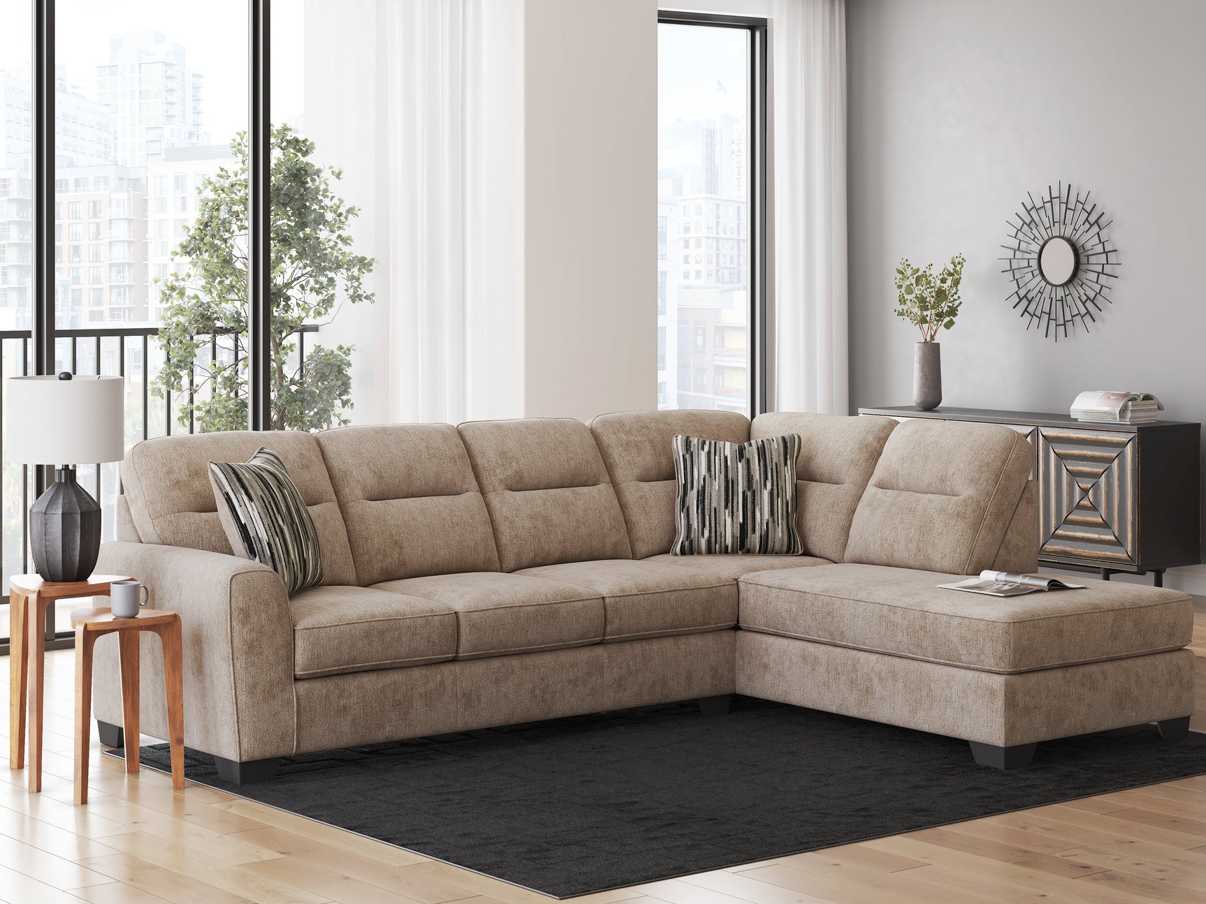 Olten Mocha 2-Piece Sectional with Chaise (Online Special Price) - Ornate Home