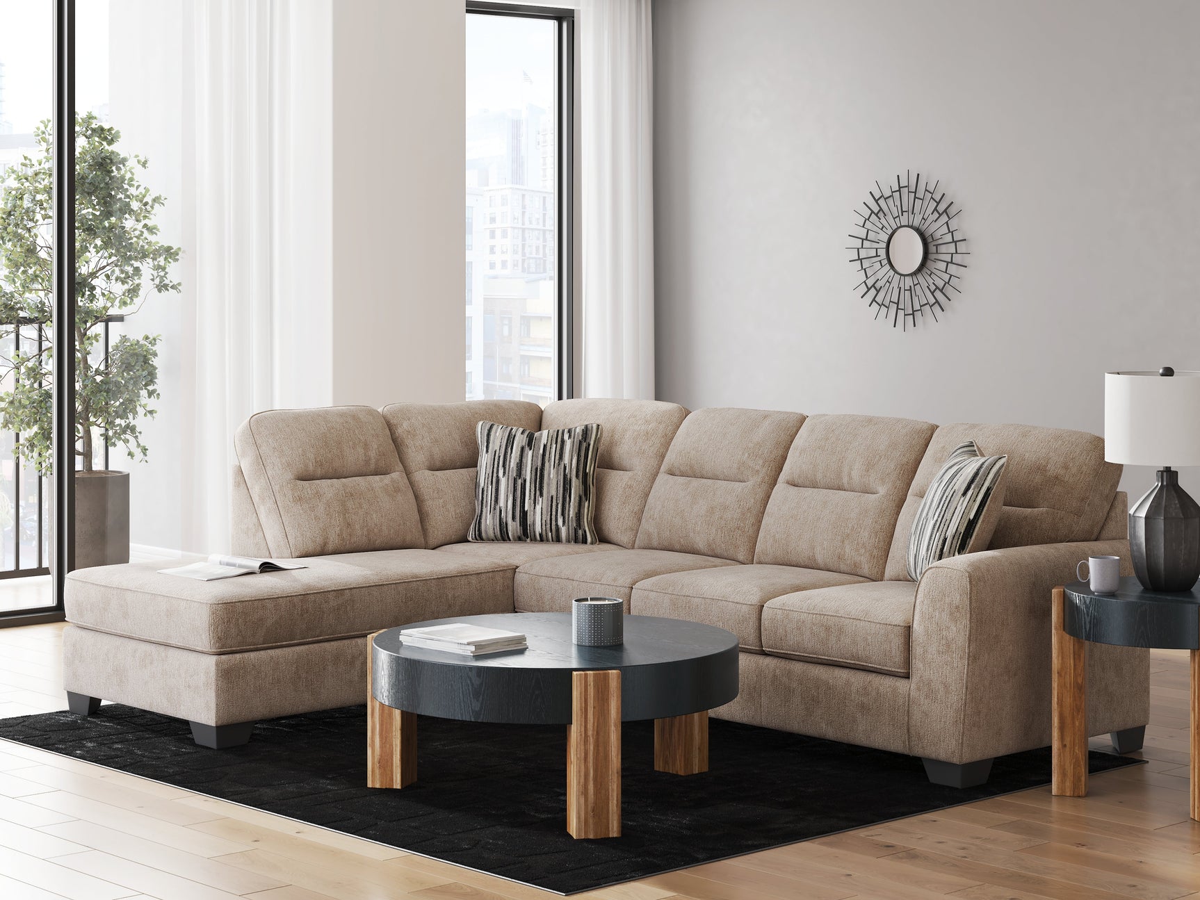 Olten Mocha 2-Piece Sectional with Chaise (Online Special Price) - Ornate Home