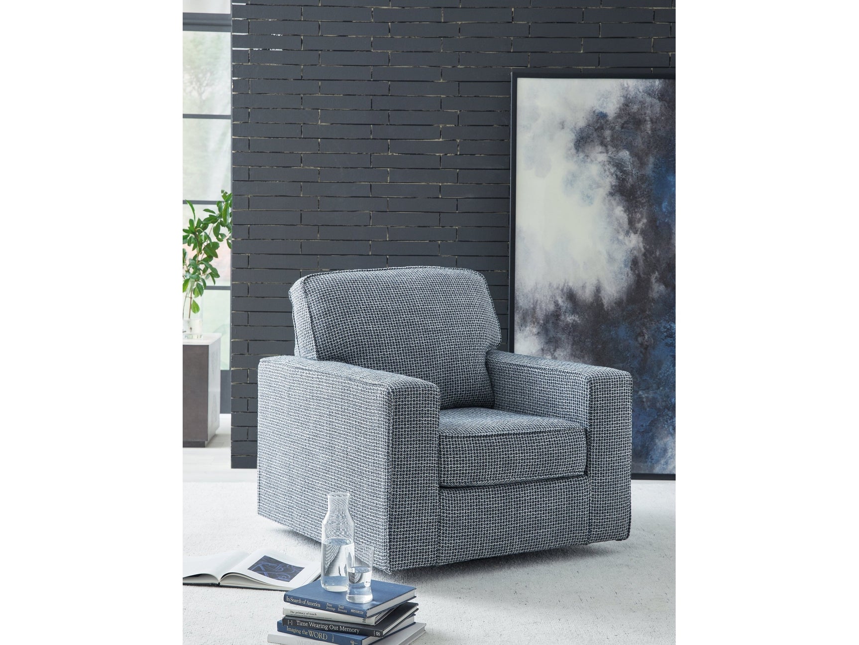 Olwenburg Denim Swivel Accent Chair - Ornate Home