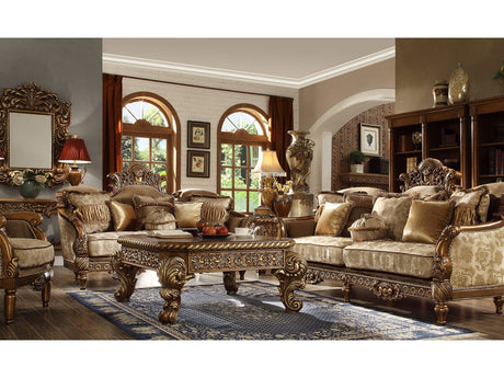 Olympia Antique Gold & Perfect Brown 3pc Living Room Set  / HD-610 - Ornate Home