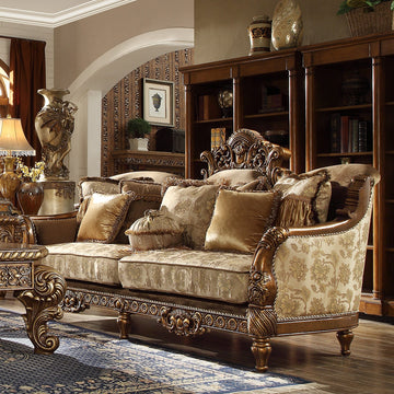 Olympia Antique Gold & Perfect Brown 3pc Living Room Set  / HD-610 - Ornate Home