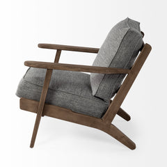 Olympus Castlerock Gray/Brown Fabric Wrapped Wooden Frame Accent Chair