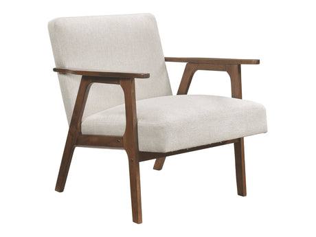 Omara Beige Accent Chair (Dark Brown) - Ornate Home