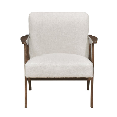 Omara Beige Accent Chair (Dark Brown) - Ornate Home