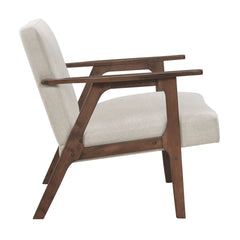 Omara Beige Accent Chair (Dark Brown) - Ornate Home