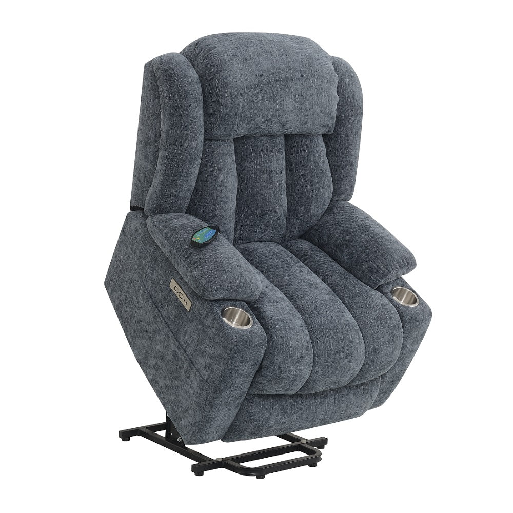 Omarion Blue Power Recliner W/Lift & Heating & Massage - Ornate Home