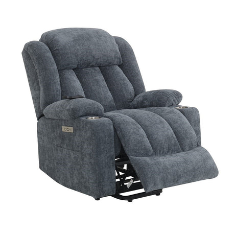 Omarion Blue Power Recliner W/Lift & Heating & Massage - Ornate Home