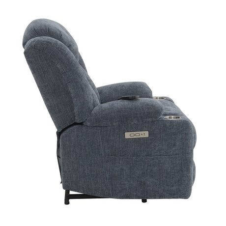 Omarion Blue Power Recliner W/Lift & Heating & Massage - Ornate Home