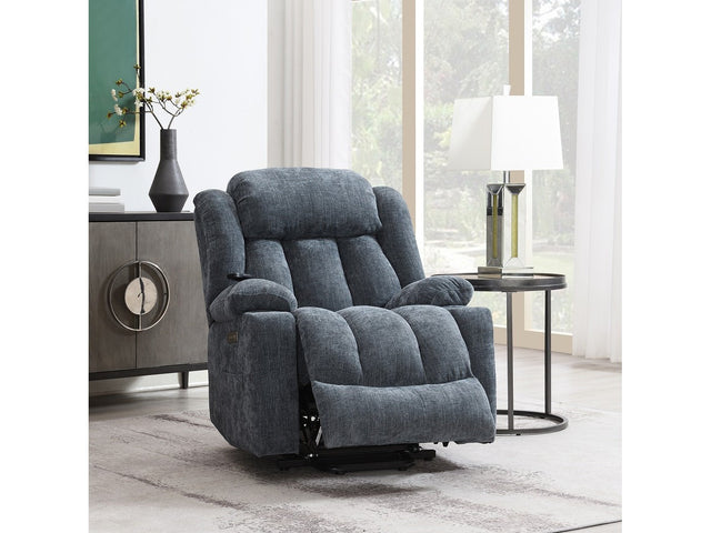Omarion Blue Power Recliner W/Lift & Heating & Massage - Ornate Home