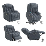Omarion Blue Power Recliner w/ Lift, Heating & Massage - Ornate Home
