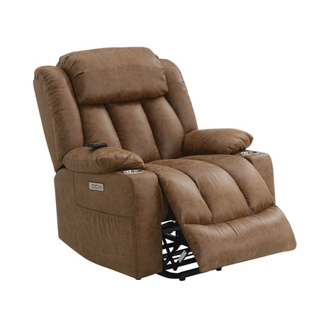 Omarion Brown Power Recliner W/Lift & Heating & Massage - Ornate Home