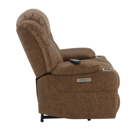 Omarion Brown Power Recliner W/Lift & Heating & Massage - Ornate Home