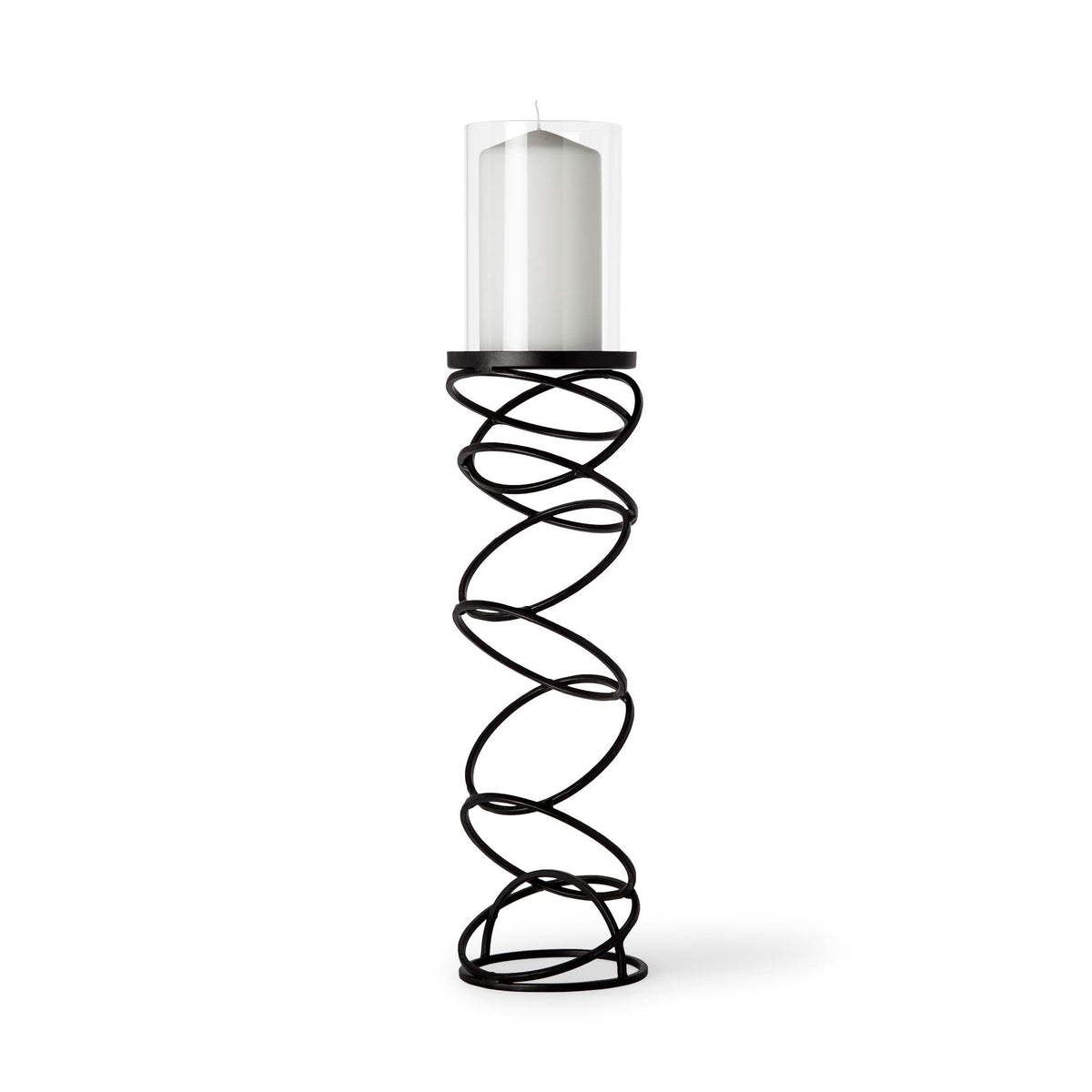 Omega Black Large Metal Stacked Ring Table Candle Holder - Ornate Home