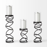 Omega Black Large Metal Stacked Ring Table Candle Holder - Ornate Home