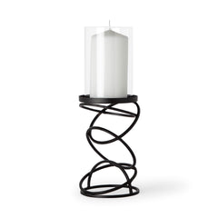 Omega Black Small Metal Stacked Ring Table Candle Holder - Ornate Home