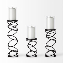 Omega Black Small Metal Stacked Ring Table Candle Holder - Ornate Home
