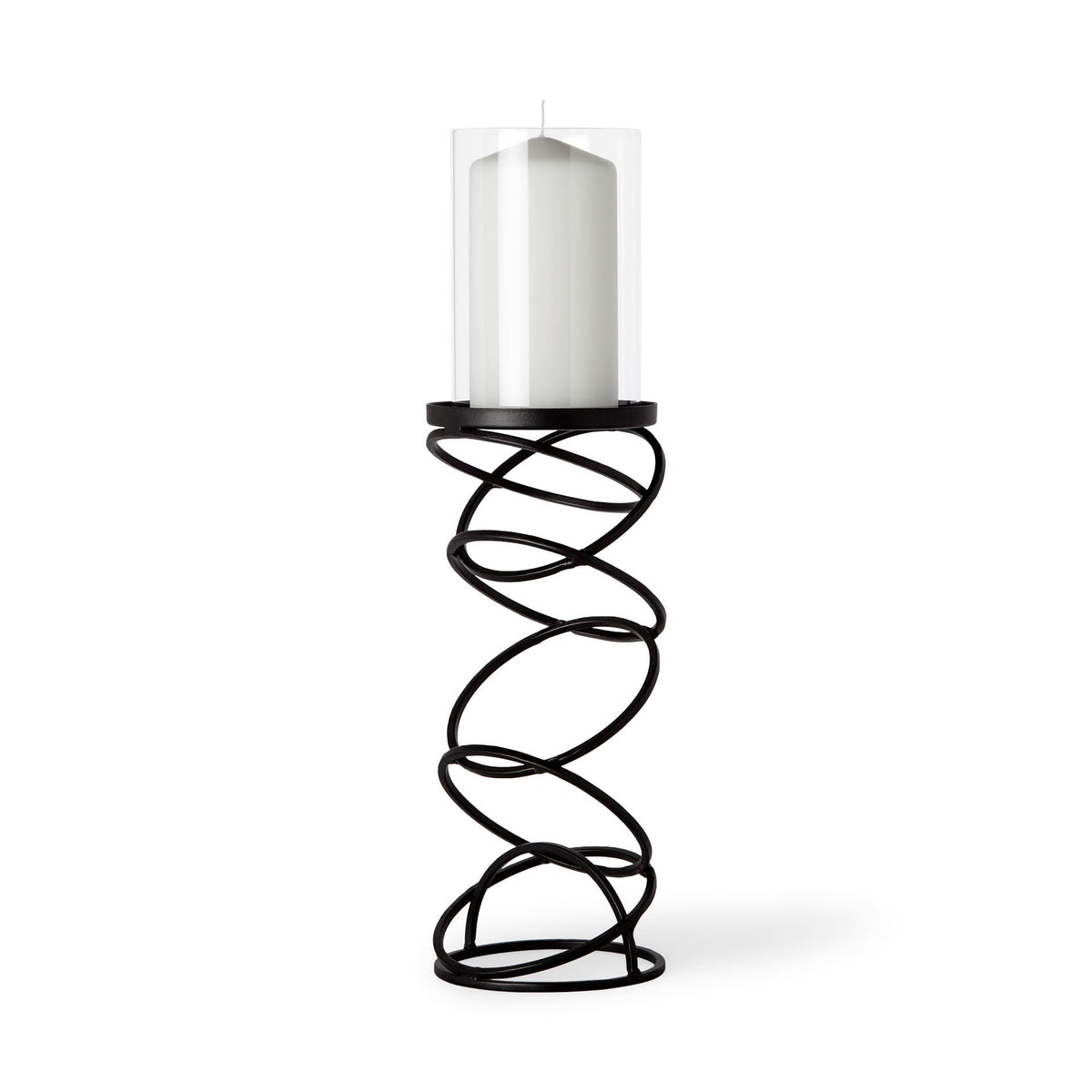 Omega Medium Black Metal Stacked Ring Table Candle Holder - Ornate Home