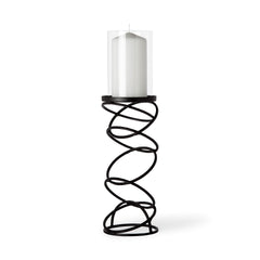 Omega Medium Black Metal Stacked Ring Table Candle Holder - Ornate Home