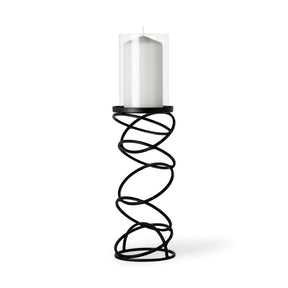 Omega Medium Black Metal Stacked Ring Table Candle Holder - Ornate Home