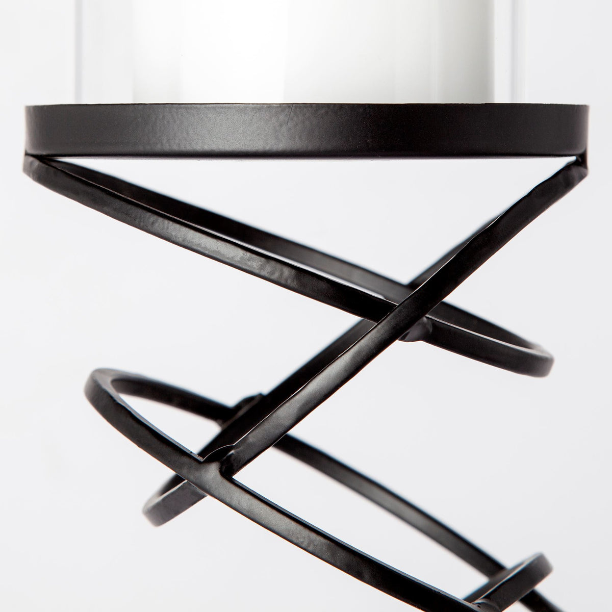 Omega Medium Black Metal Stacked Ring Table Candle Holder - Ornate Home