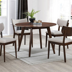 Onaka Walnut/Beige 5 Pc. Round Table Dining Set - Ornate Home