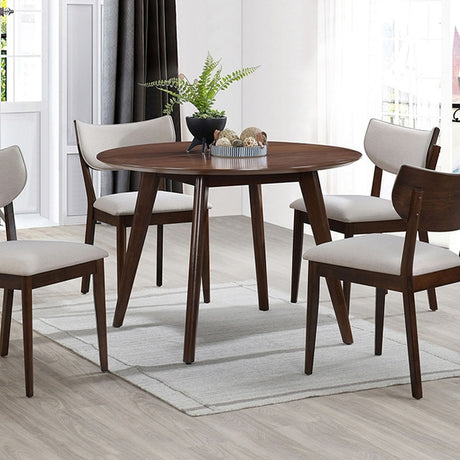 Onaka Walnut/Beige 5 Pc. Round Table Dining Set - Ornate Home
