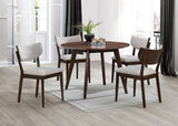 Onaka Walnut/Beige 5 Pc. Round Table Dining Set - Ornate Home