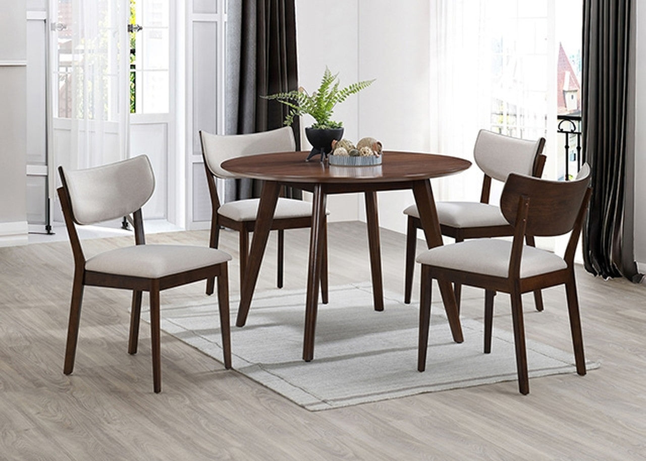 Onaka Walnut/Beige 5 Pc. Round Table Dining Set - Ornate Home